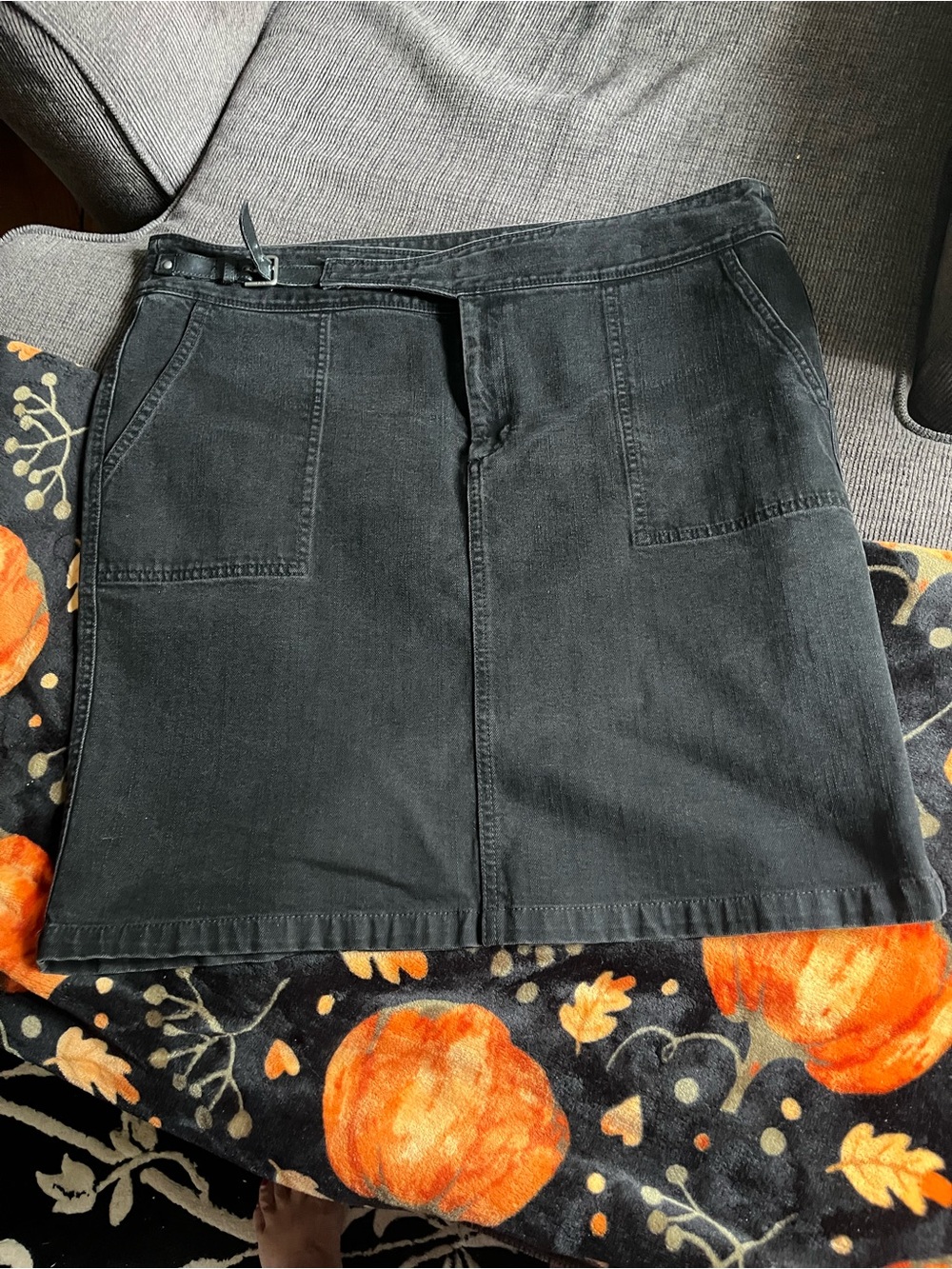 Ralph Lauren Black Denim Skirt with attached Belt